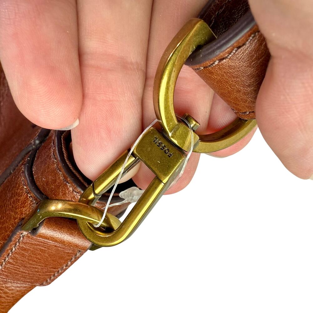 Fossil Tan Cow Hide Leather Jacqueline Crossbody or Tote Bag Purse Boho - Picture 6 of 11